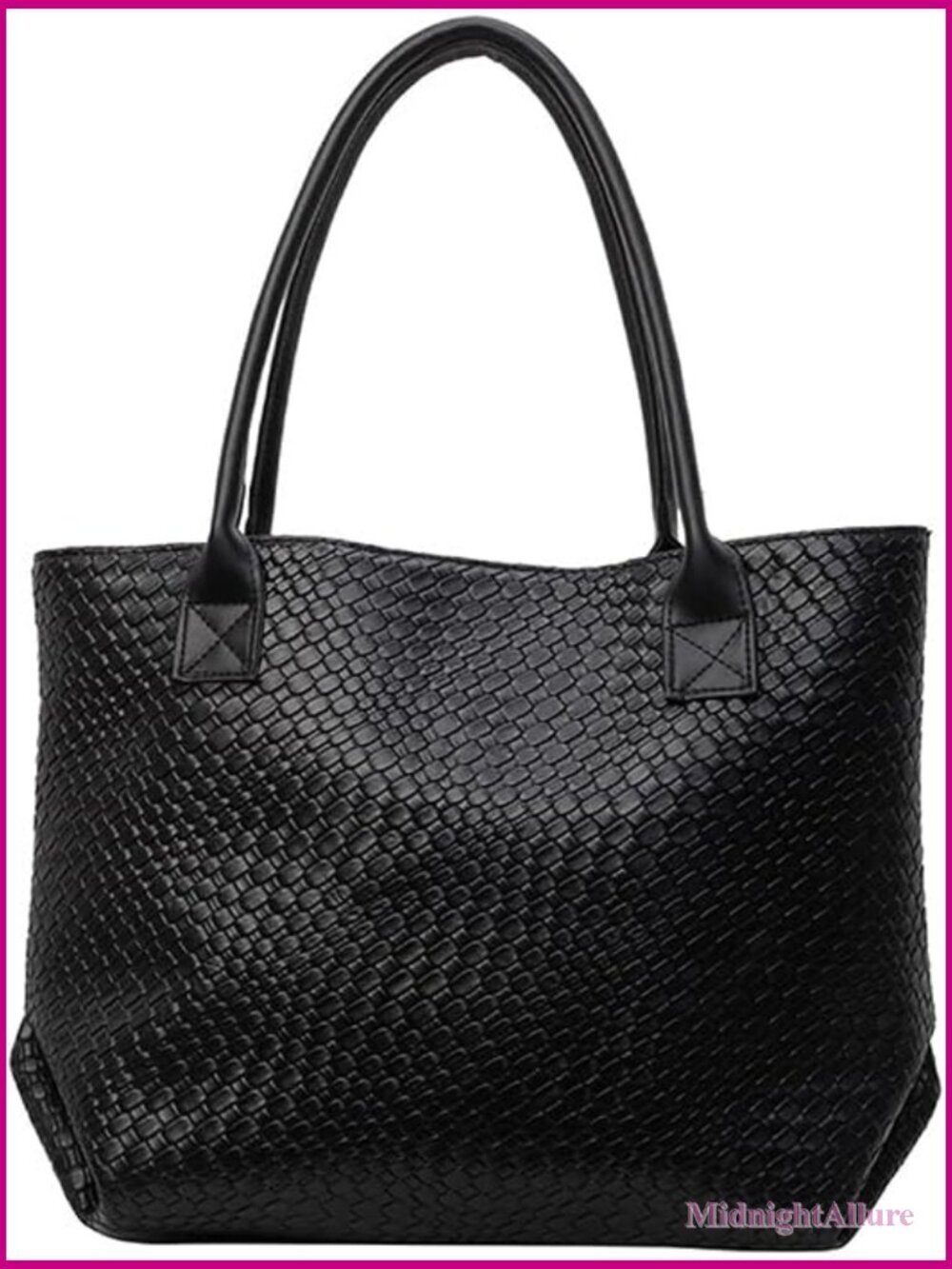 Woven Leather Tote Handbag Large Capacity Shoulder Bag